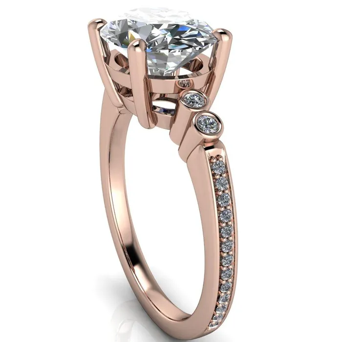 Rings Fire Brilliance Pascala Oval Center Stone Diamond Side 4 Prong Engagement Ring