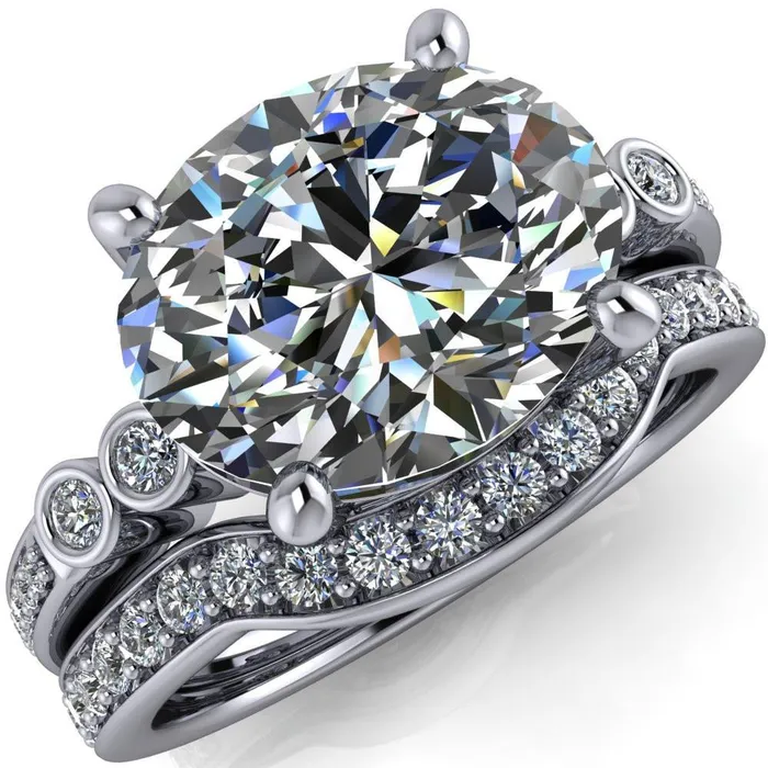 Rings Fire Brilliance Pascala Oval Center Stone Diamond Side 4 Prong Engagement Ring