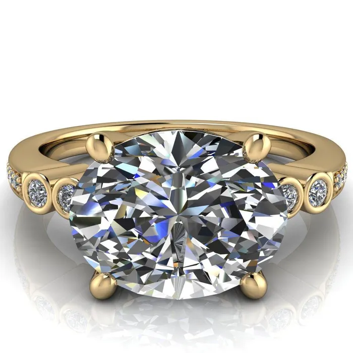 Rings Fire Brilliance Pascala Oval Center Stone Diamond Side 4 Prong Engagement Ring