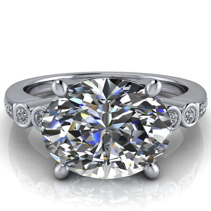 Rings Fire Brilliance Pascala Oval Center Stone Diamond Side 4 Prong Engagement Ring