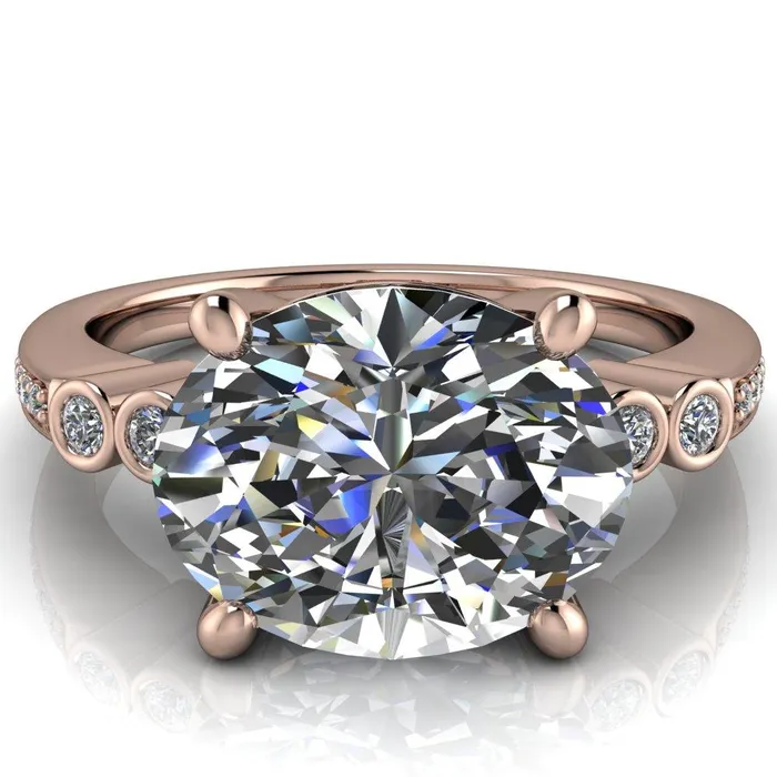 Rings Fire Brilliance Pascala Oval Center Stone Diamond Side 4 Prong Engagement Ring