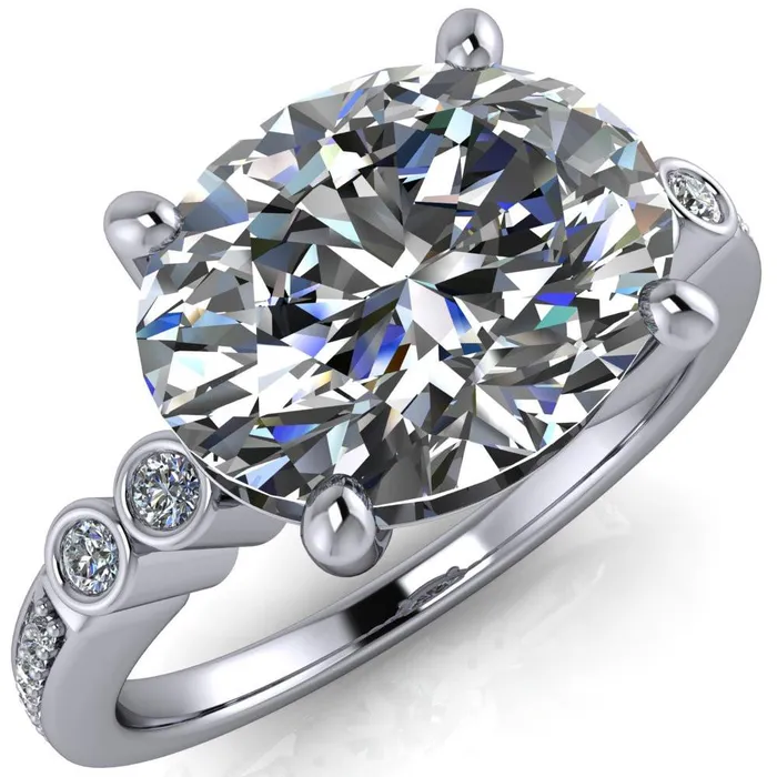 Rings Fire Brilliance Pascala Oval Center Stone Diamond Side 4 Prong Engagement Ring