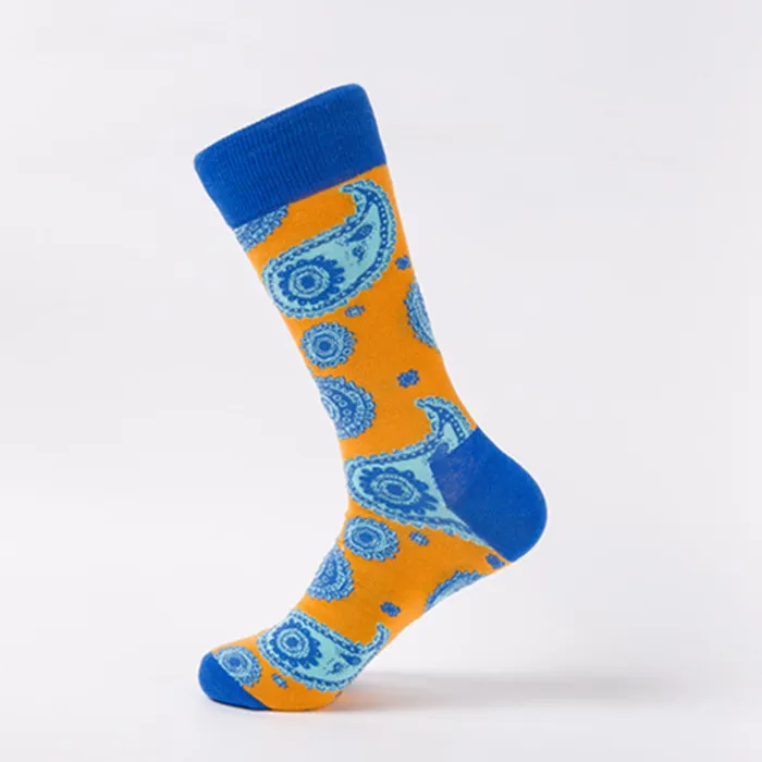 SF352 Orange Blue Paisley Design Socks POLLY Rings