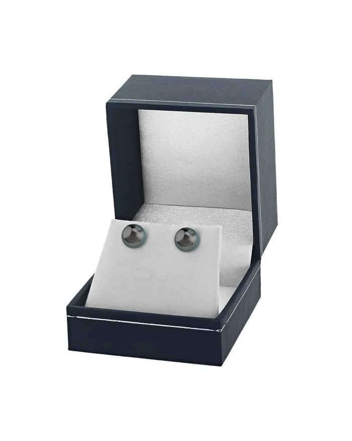 spt Black Tahitian Pearl Stud Earrings Silver Overtone Earrings