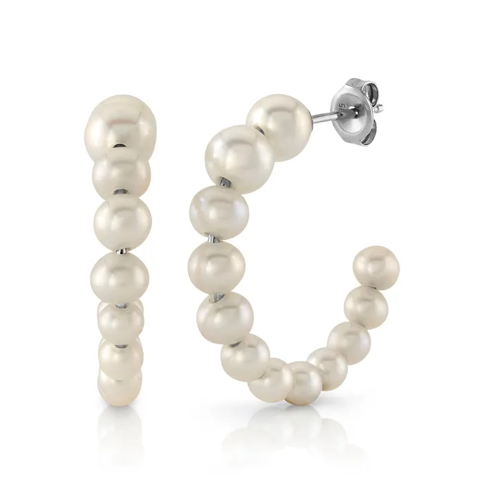 spt Earrings White Freshwater Cultured Pearl Hoop Reese Earrings