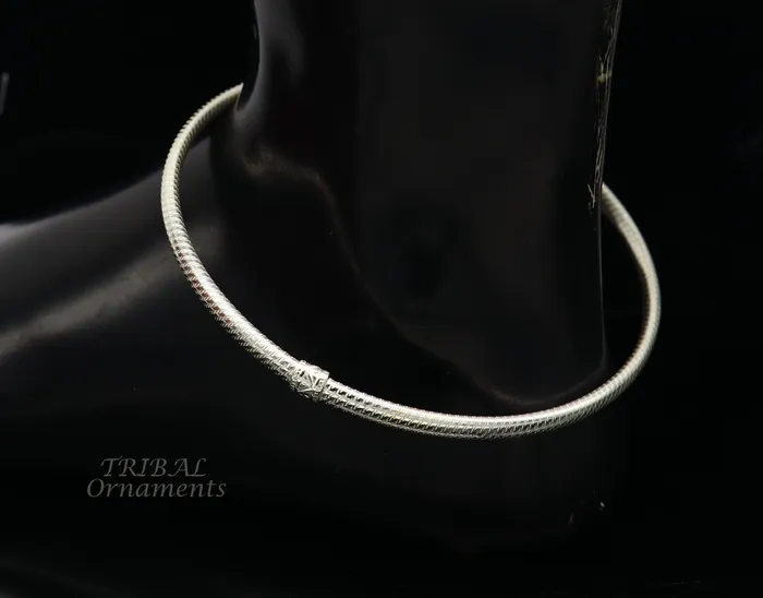 TRIBAL ORNAMENTS Bracelets Sterling silver Handmade Vintage design indian traditional silver womens customized foot kada ankle kada bracelet tribal jewelry nsfk74