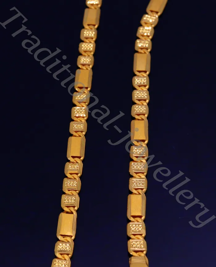 TRIBAL ORNAMENTS Necklaces 20 inches long handmade 22kt yellow gold royal navabi nawabi chain necklace gorgeous diamond cut design india jewelry for gifting