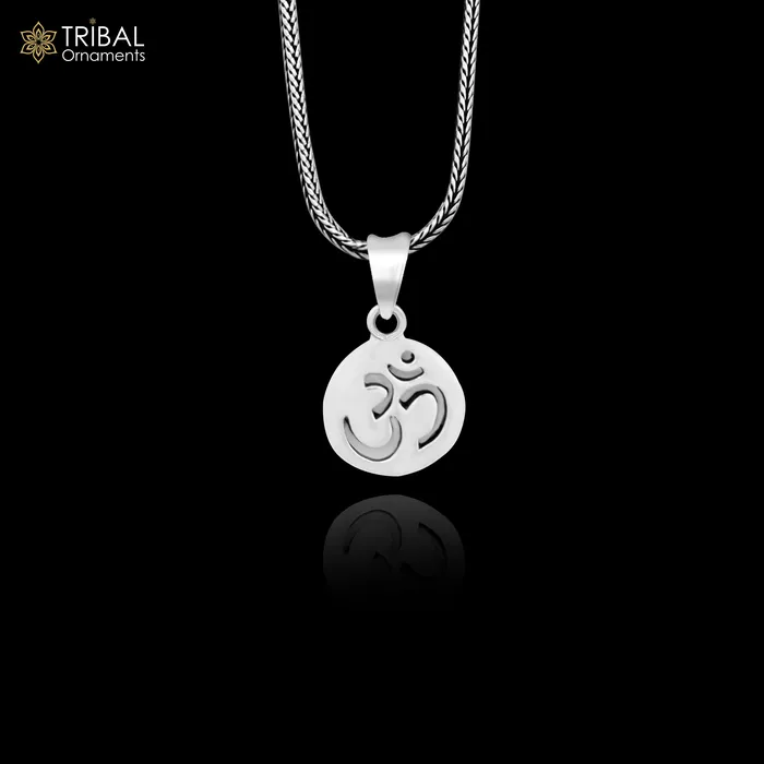 TRIBAL ORNAMENTS Necklaces 925 sterling silver handmade Hindu mantra Aum OM pendant amazing stylish unisex pendant personalized jewelry tribal jewelry ssp1655