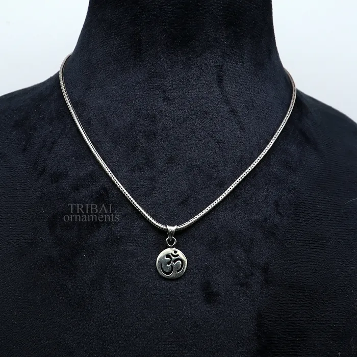 TRIBAL ORNAMENTS Necklaces 925 sterling silver handmade Hindu mantra Aum OM pendant amazing stylish unisex pendant personalized jewelry tribal jewelry ssp1655