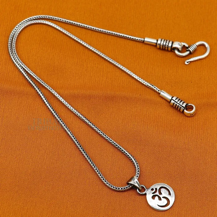 TRIBAL ORNAMENTS Necklaces 925 sterling silver handmade Hindu mantra Aum OM pendant amazing stylish unisex pendant personalized jewelry tribal jewelry ssp1655