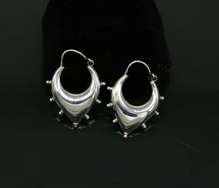 Vintage Design 925 sterling silver fabulous hoops earring tribal kundal earring from Rajasthan India best gifting unisex jewelry ear624 TRIBAL ORNAMENTS Earrings