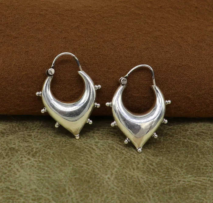 Vintage Design 925 sterling silver fabulous hoops earring tribal kundal earring from Rajasthan India best gifting unisex jewelry ear624 TRIBAL ORNAMENTS Earrings