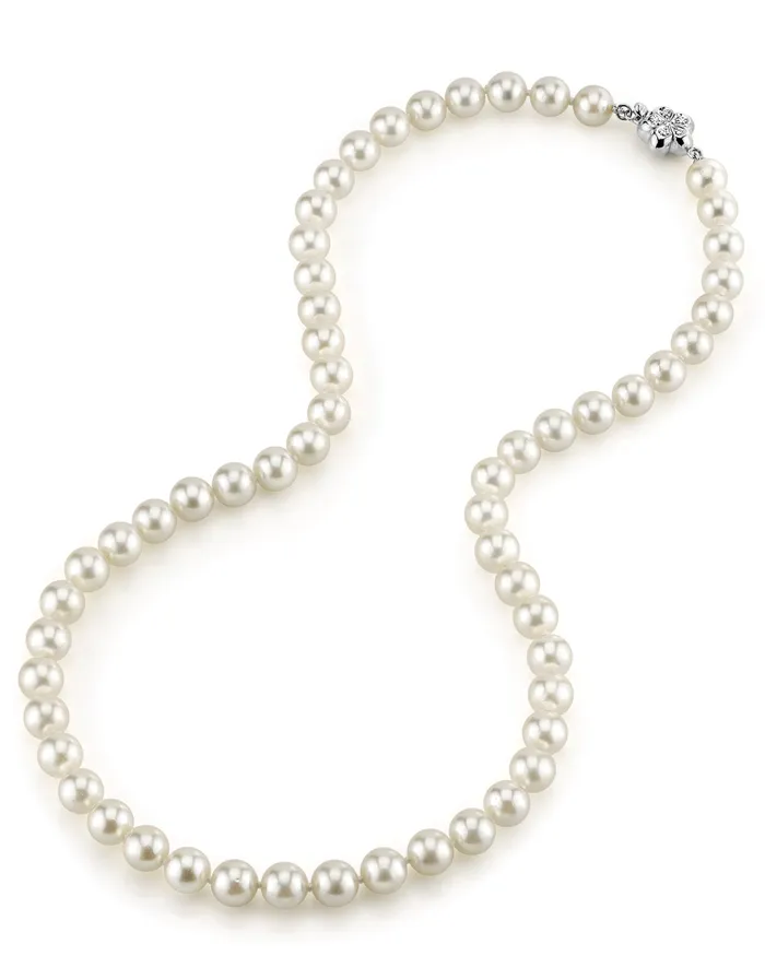 White Japanese Hanadama Akoya Pearl Necklace 7075mm spt Necklaces