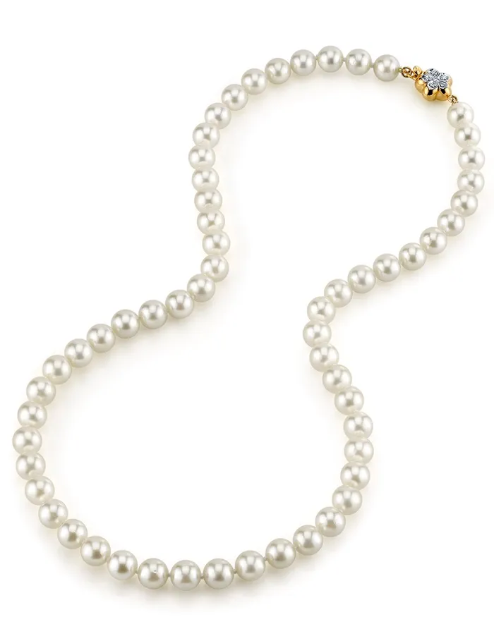 White Japanese Hanadama Akoya Pearl Necklace 7075mm spt Necklaces