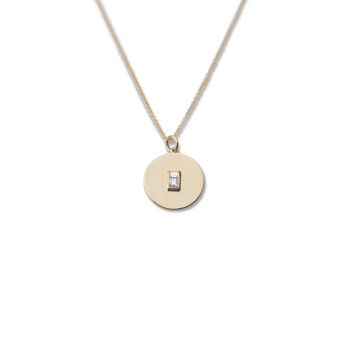 14k Round Baguette Diamond Necklace RG Necklaces