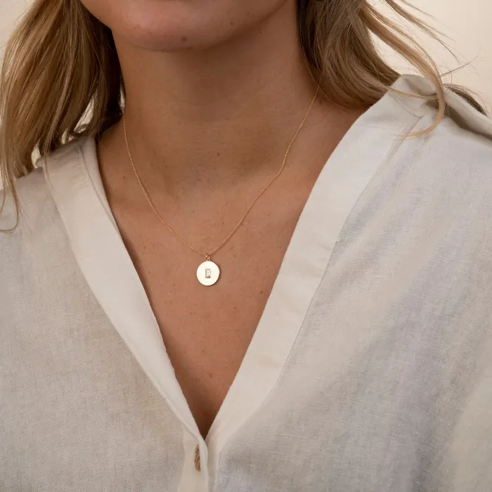 14k Round Baguette Diamond Necklace RG Necklaces