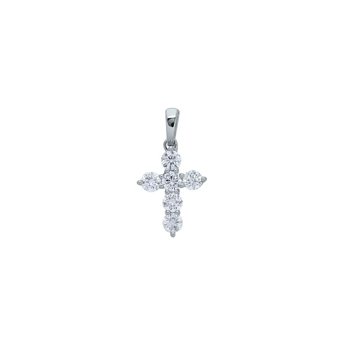 14K White Gold Diamond Petite Cross Pendant Meierotto Jewelers Necklaces