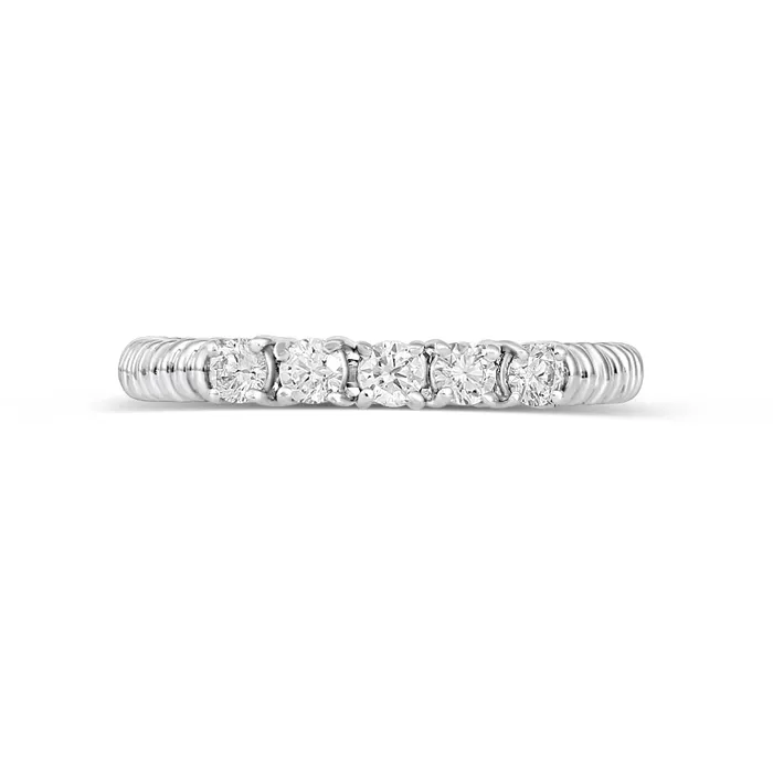 18K White Gold Open Coil Diamond Band Wedding Bands Rings