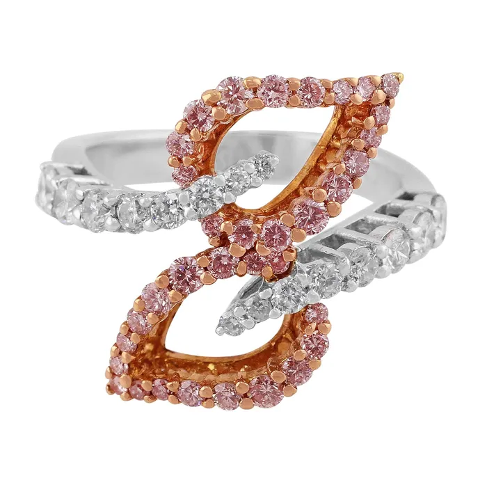 18k White Rose Gold Interwoven Pink and White Diamond Ring CJ Charles Jewelers Rings 18k White Rose Gold Interwoven Pink and White Diamond Ring CJ Charles Jewelers Rings