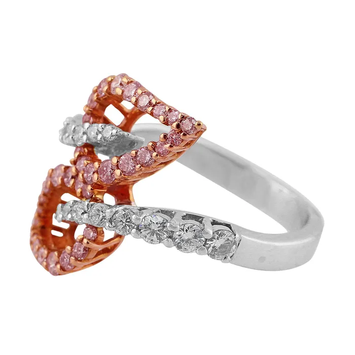 18k White Rose Gold Interwoven Pink and White Diamond Ring CJ Charles Jewelers Rings 18k White Rose Gold Interwoven Pink and White Diamond Ring CJ Charles Jewelers Rings