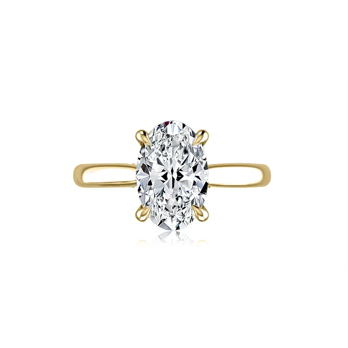 A Jaffe Rings A Jaffe 14K Yellow Gold Semi Mount Oval Ring with Hidden Diamond Halo A Jaffe Rings A Jaffe 14K Yellow Gold Semi Mount Oval Ring with Hidden Diamond Halo