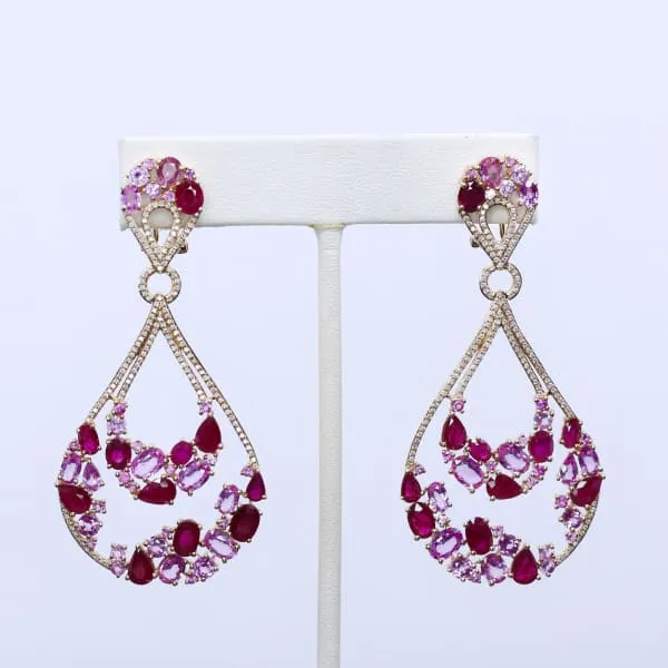 Amazing 18k Rose Gold Long Chandelier Earrings with 104CT DE1160 Diamond Source NYC Earrings Amazing 18k Rose Gold Long Chandelier Earrings with 104CT DE1160 Diamond Source NYC Earrings