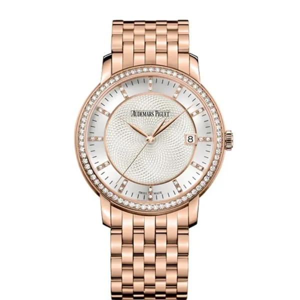 Audemars Piguet Jules Audemars 39mm Watch Ref 15173ORZZ1270OR01 Silver Diamond Dial Diamond Bezel in 18K Rose Gold Bracelet Audemars Piguet Bracelets Audemars Piguet Jules Audemars 39mm Watch Ref 15173ORZZ1270OR01 Silver Diamond Dial Diamond Bezel in 18K Rose Gold Bracelet Audemars Piguet Bracelets