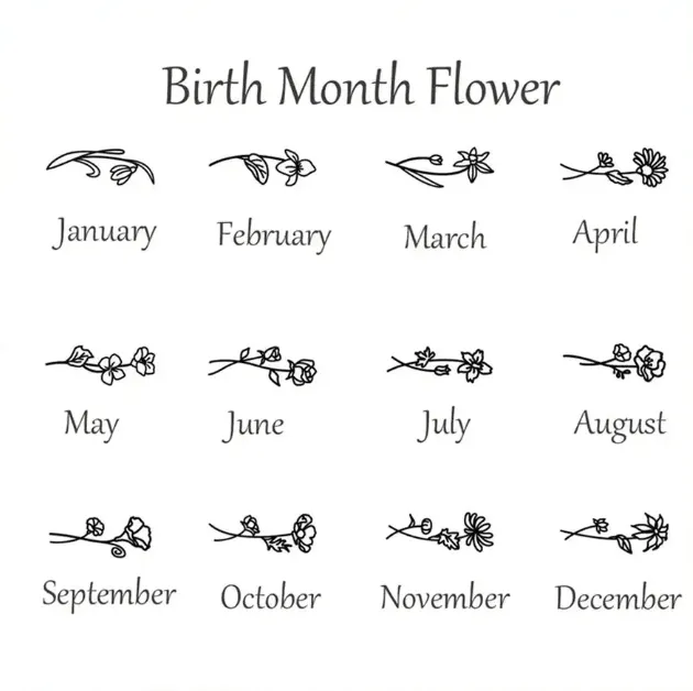 Belbren Rings Personalized Birth Flower Engraved Name Ring Unique Birthflower Design Special Gift for Her