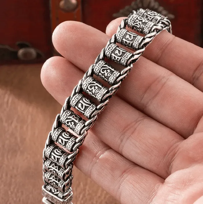 Bracelets Belbren Om Mani Padme Hum Tibetan Prayer Wheel Spinner Bracelet Alloy Adjustable Sizes