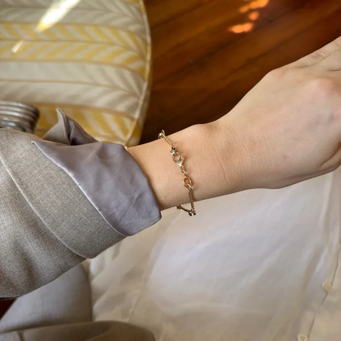 Bracelets Croghans Vintage 14K Gold Twisted Bar Link Bracelet