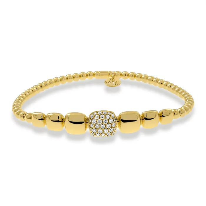 Bracelets Hulchi Belluni Hulchi Belluni 18K Yellow Gold Tresore Strech Bracelet with Diamond Section Bracelets Hulchi Belluni Hulchi Belluni 18K Yellow Gold Tresore Strech Bracelet with Diamond Section