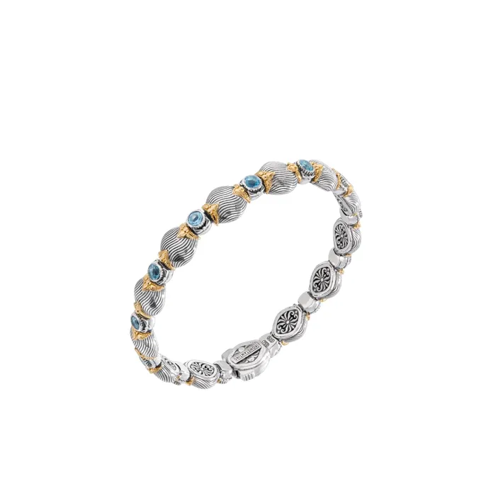 Bracelets Konstantino Konstantino Kyma Collection Sterling and Gold Refined Grace Sky Blue Topaz Bracelet Bracelets Konstantino Konstantino Kyma Collection Sterling and Gold Refined Grace Sky Blue Topaz Bracelet