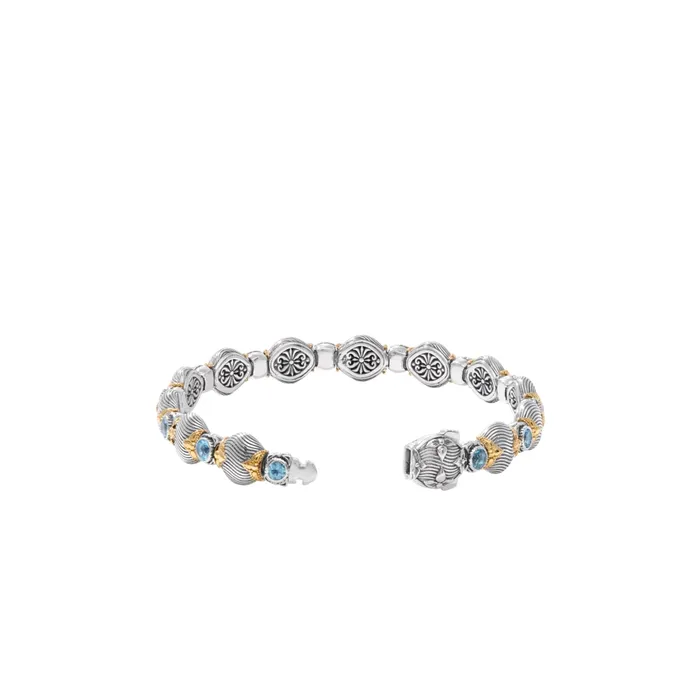 Bracelets Konstantino Konstantino Kyma Collection Sterling and Gold Refined Grace Sky Blue Topaz Bracelet Bracelets Konstantino Konstantino Kyma Collection Sterling and Gold Refined Grace Sky Blue Topaz Bracelet