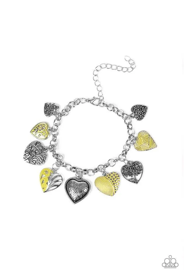 Bracelets Paparazzi Jewelry Paparazzi Bracelet Garden Hearts Yellow