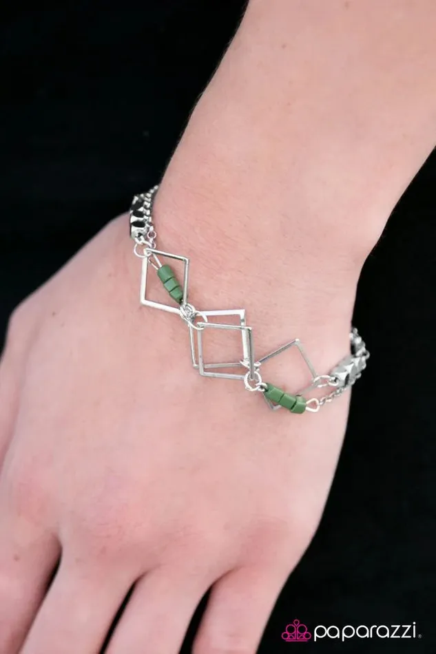 Bracelets Paparazzi Jewelry Paparazzi Bracelet Painted Into A Corner Green