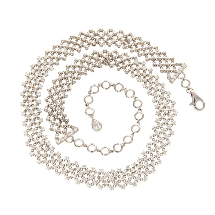 Croghans 5ctw Diamond 18K White Gold Mesh Choker Necklace Necklaces