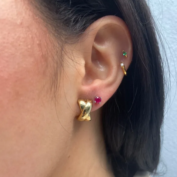 Croghans Earrings White Topaz 14K White Gold 4mm Stud Earrings