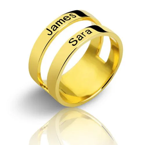 Customized Engraved Two Names Ring Sterling Silver Belbren Rings