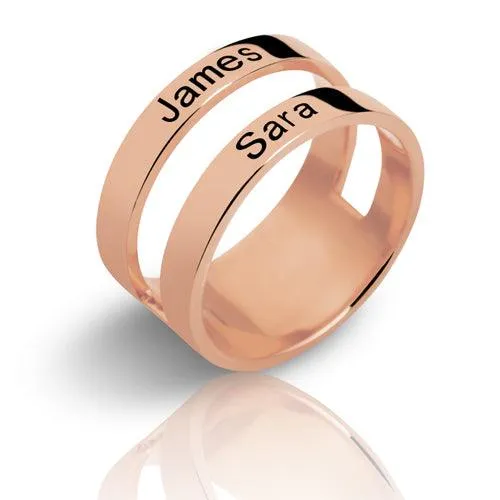 Customized Engraved Two Names Ring Sterling Silver Belbren Rings