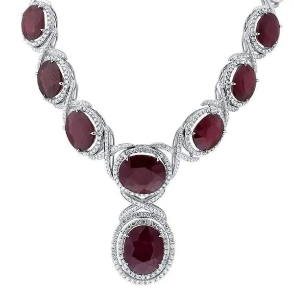 Diamond Source NYC Necklaces 18kt White Gold Diamond And Ruby Necklace With 910ct Diamonds NEC77500