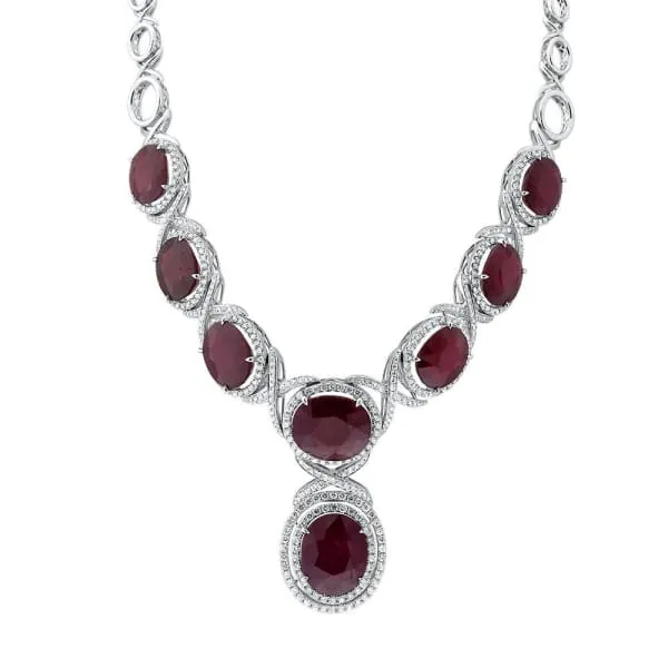 Diamond Source NYC Necklaces 18kt White Gold Diamond And Ruby Necklace With 910ct Diamonds NEC77500