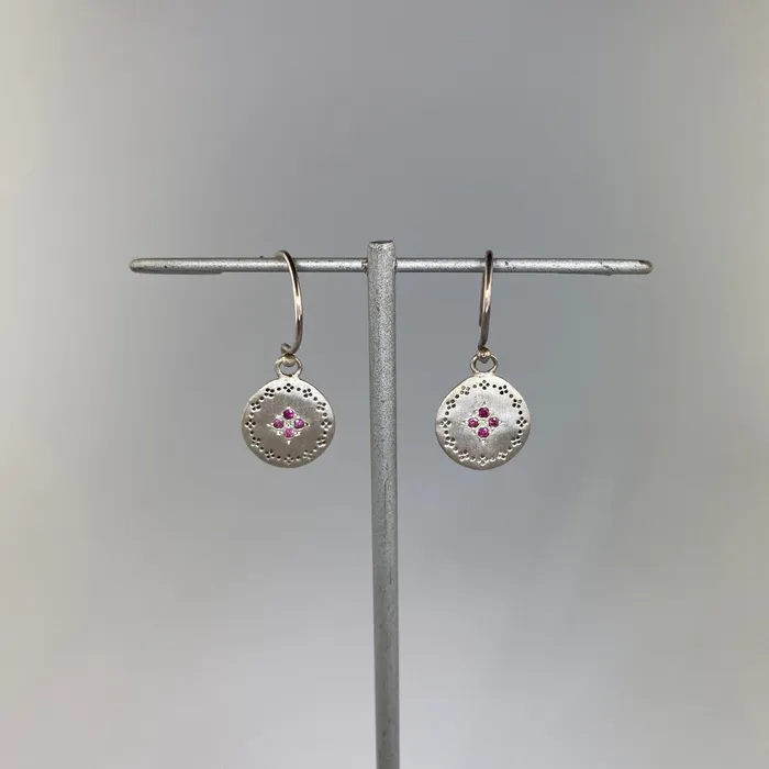 Earrings Adel Chefridi Four Star Nostalgia Earrings with Pink Sapphire