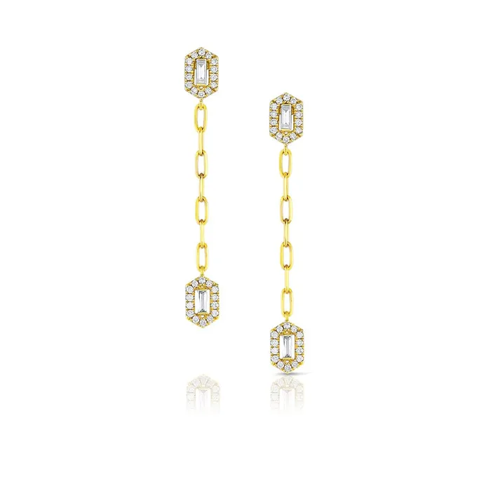 Earrings CJ Charles Jewelers 18k Yellow Gold Diamond Paperclip Chain Drop Earrings Earrings CJ Charles Jewelers 18k Yellow Gold Diamond Paperclip Chain Drop Earrings