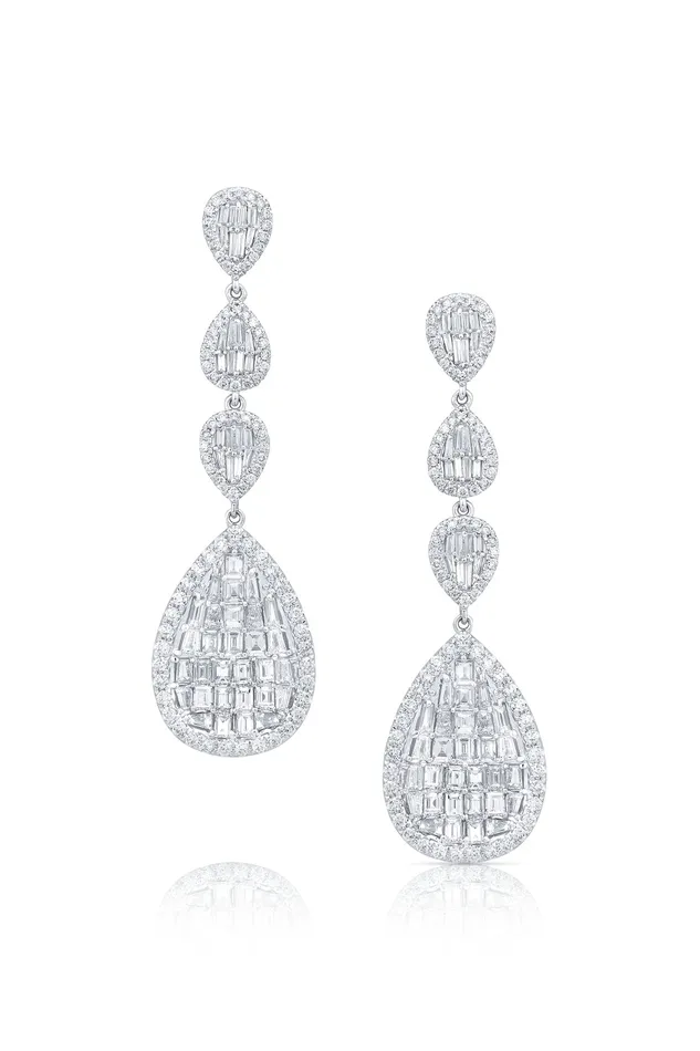 Earrings CJ Charles Jewelers White Gold Chandelier Diamond Earrings
