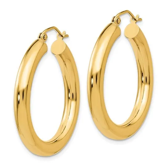 Earrings Croghans 14K Yellow Gold 4x30mm Lightweight Hoop Earrings