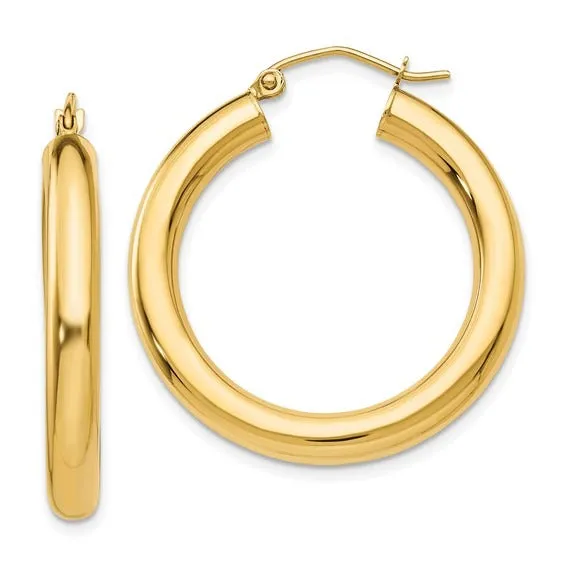 Earrings Croghans 14K Yellow Gold 4x30mm Lightweight Hoop Earrings