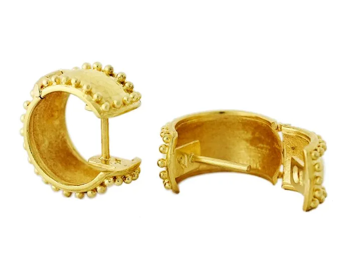 Earrings Elizabeth Locke Elizabeth Locke Granulated Curved Wide Hoop Earrings