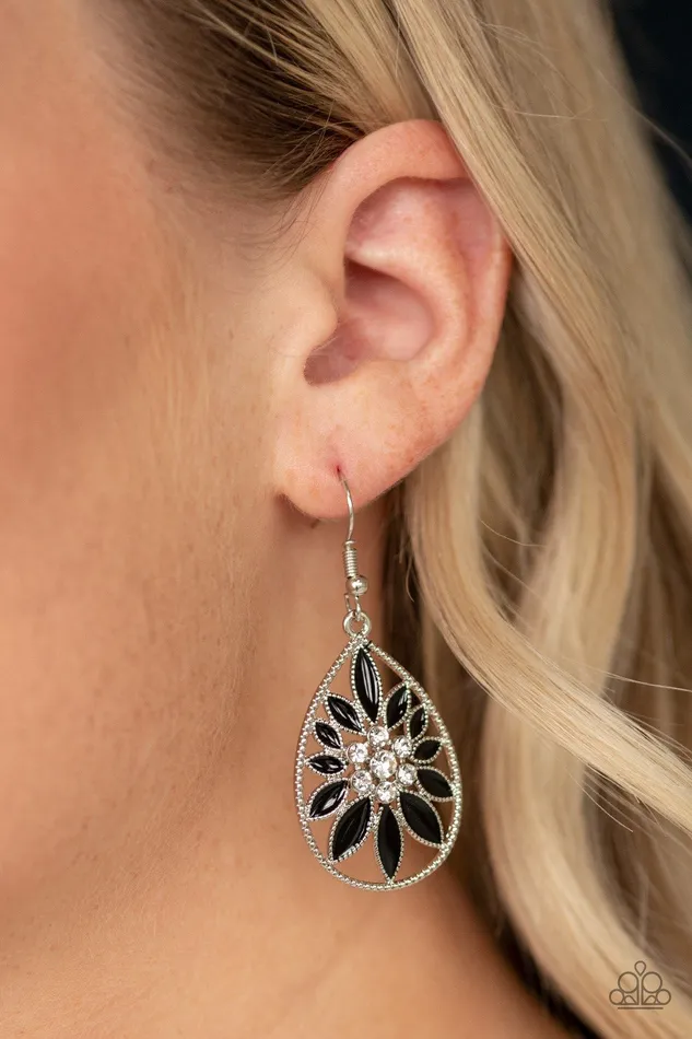 Earrings Paparazzi Earring Floral Morals Black Paparazzi Jewelry