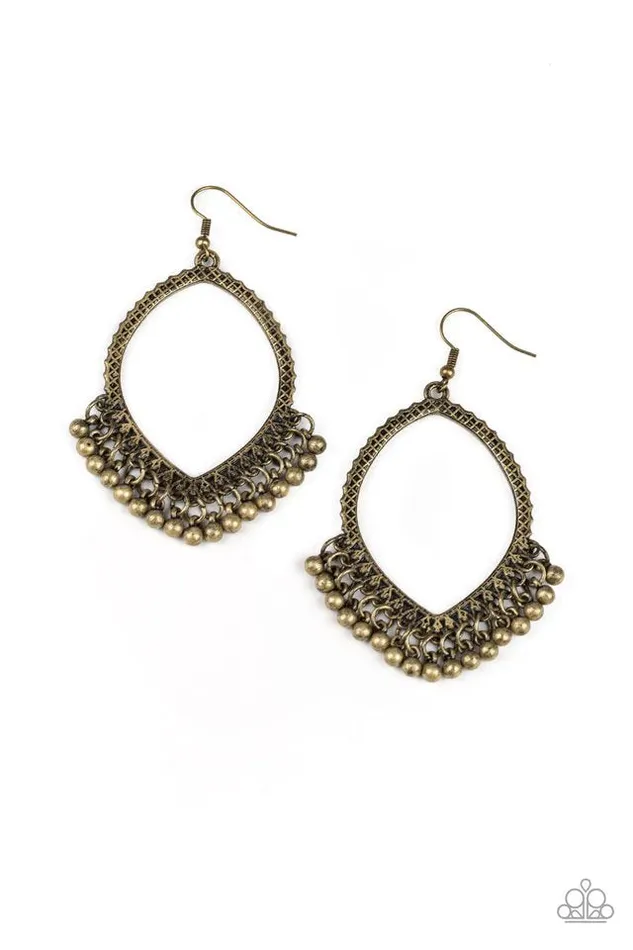 Earrings Paparazzi Earring Heirloom Harmony Brass Paparazzi Jewelry