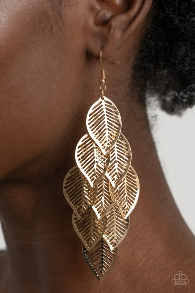 Earrings Paparazzi Earring Limitlessly Leafy Gold Paparazzi Jewelry